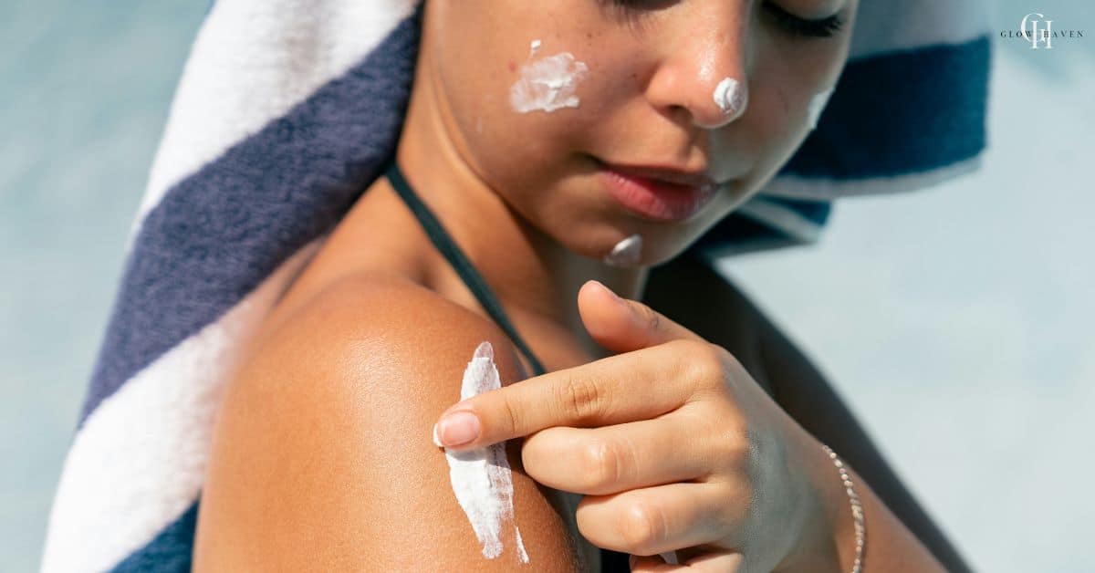 Woman applying sunscreen – suncare for glowing skin