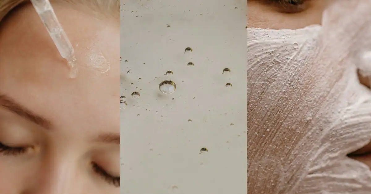 Close-up of skin texture with water droplets showing smooth exfoliated skin