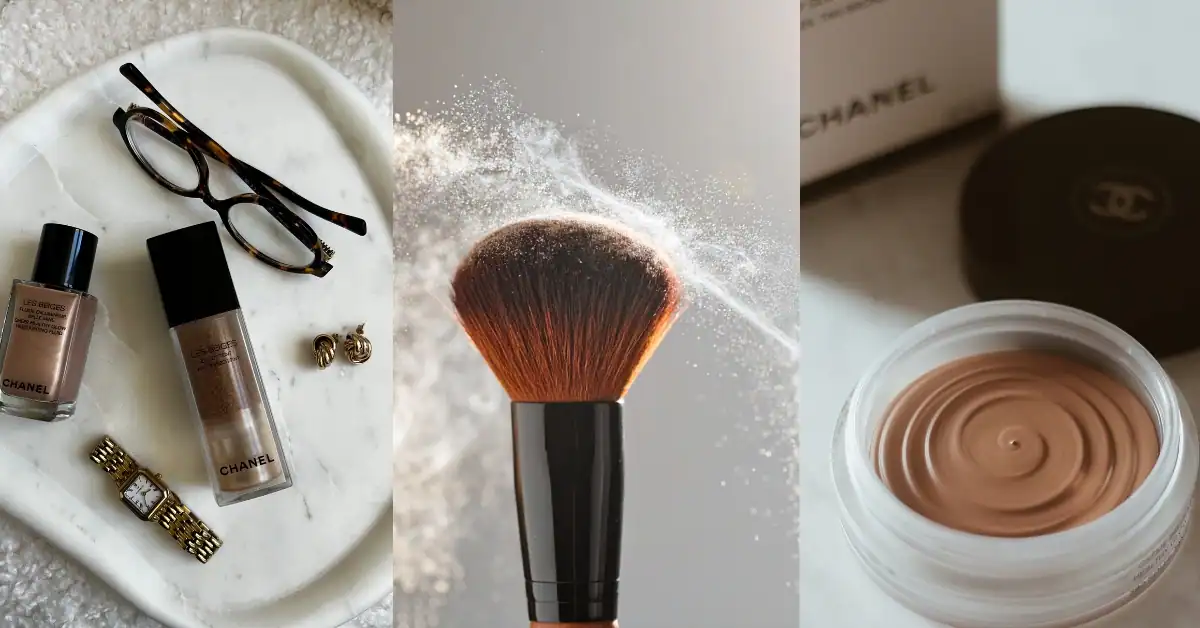 Makeup products, powder brush and foundation texture — long lasting makeup tips for all-day wear