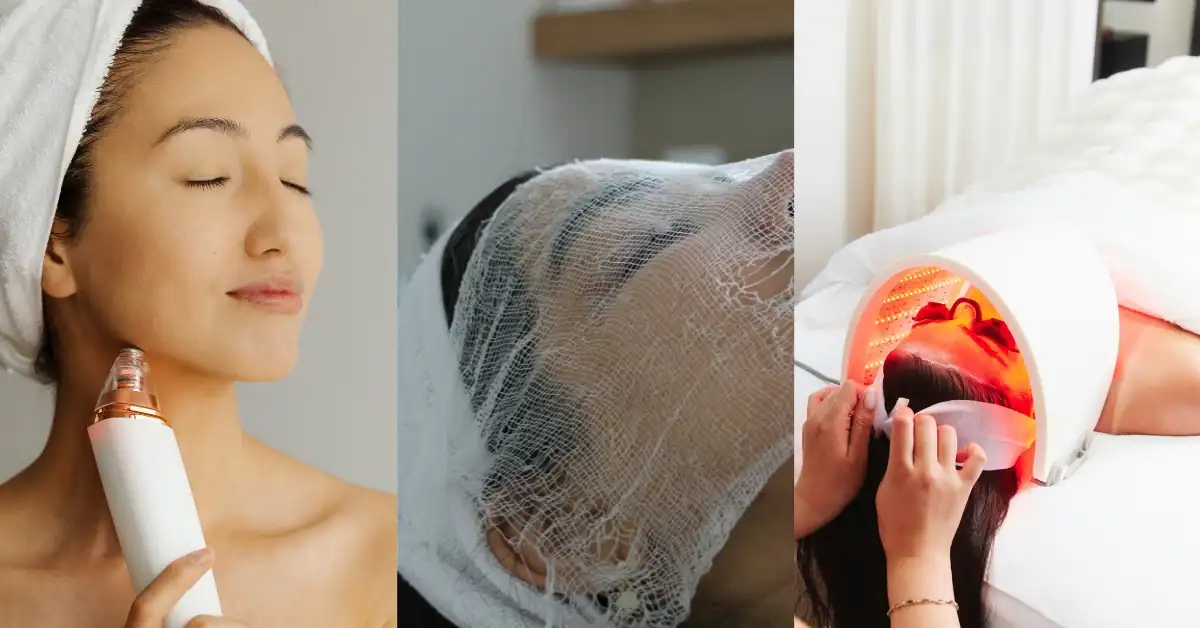 Trending facial treatments in 2026 including RF microneedling, exosomes, and LED light therapy