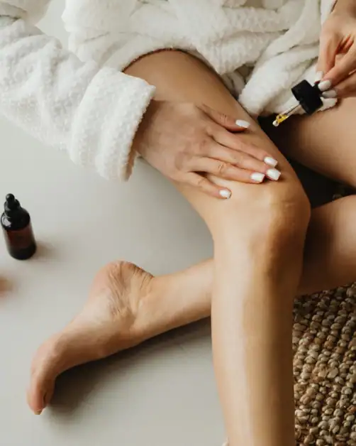 Applying chemical exfoliation on legs and arms for keratosis pilaris treatment