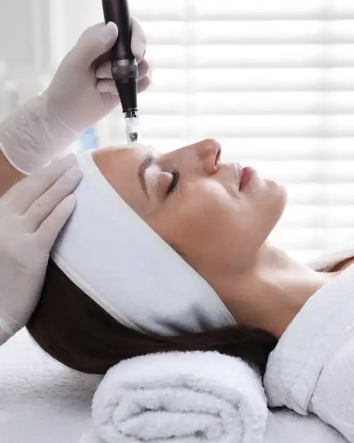 Woman receiving RF microneedling, one of the most popular facial treatments in 2026