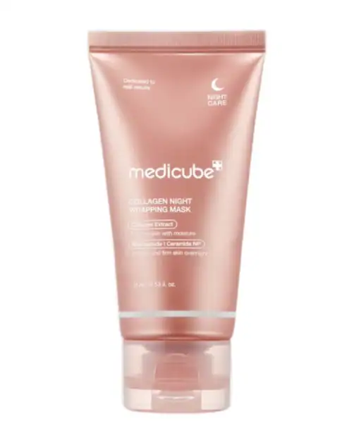 Picture of Medicube Collagen Night Wrapping Mask as part of skincare routine for glowing skin